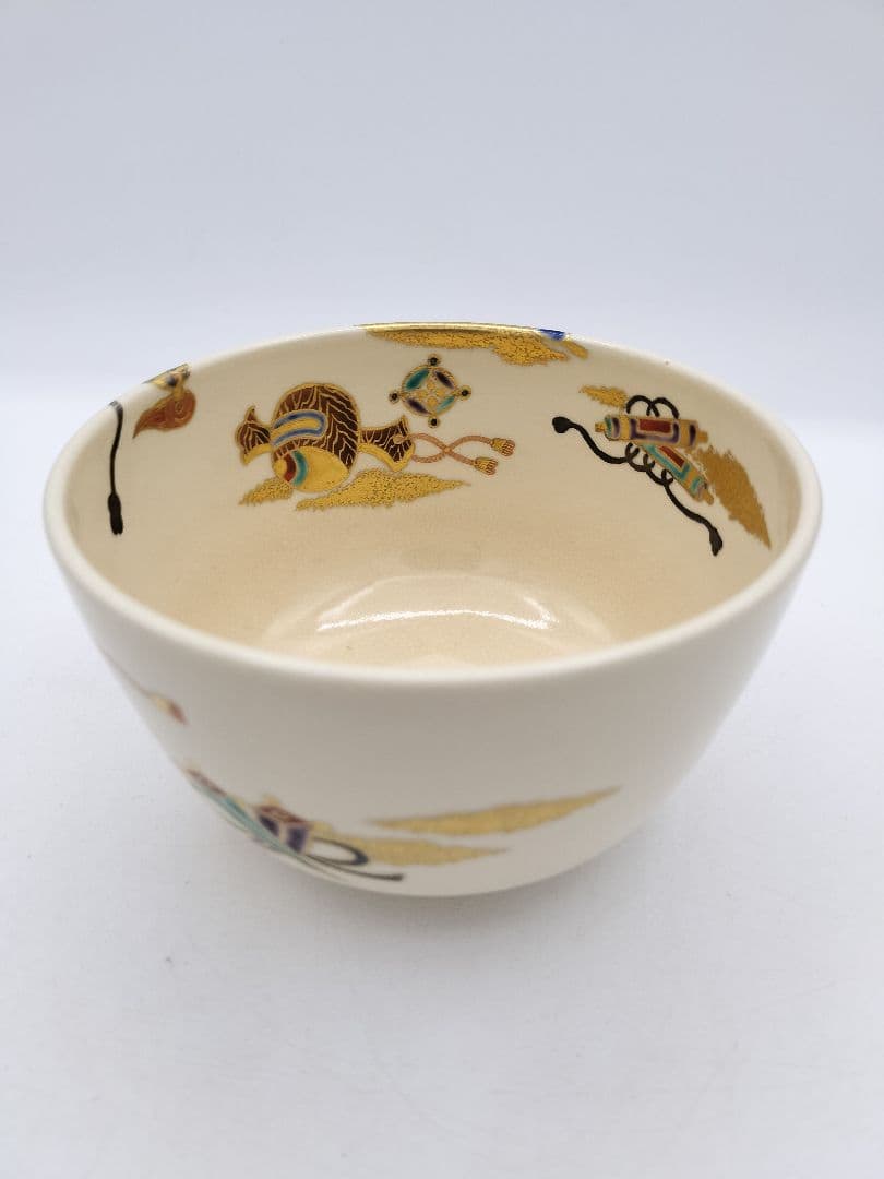 c442 茶碗 仁清写 宝尽 平安御室窯 木箱 茶道具 古物