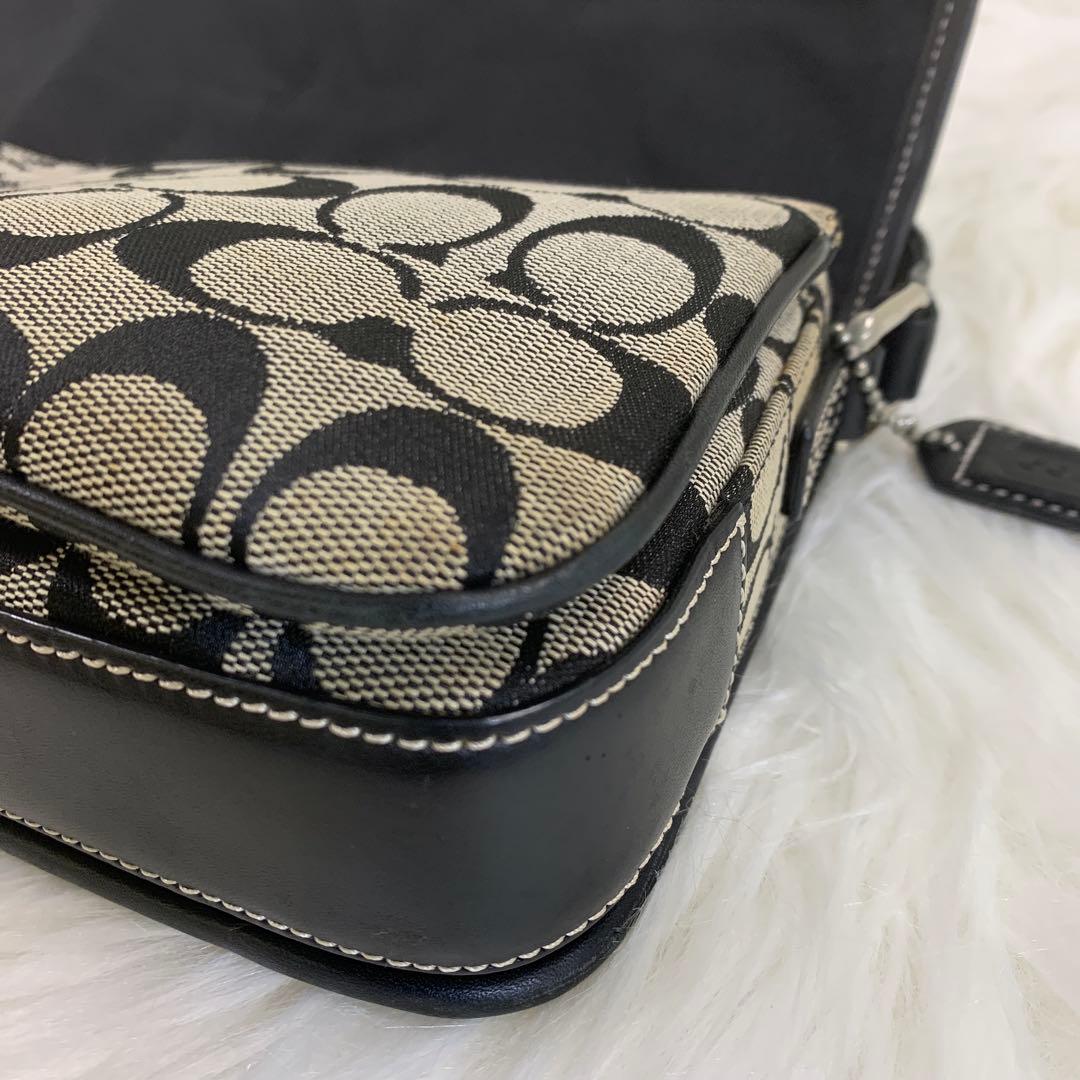Coach シグネチャーショルダーバッグ ブラック/グレー