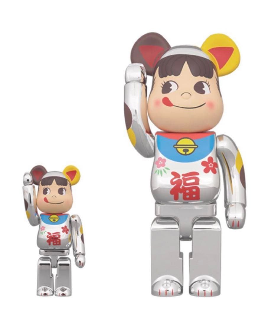 【桃金/銀メッキ】BE@RBRICK招き猫ペコちゃん 福 100% & 400%