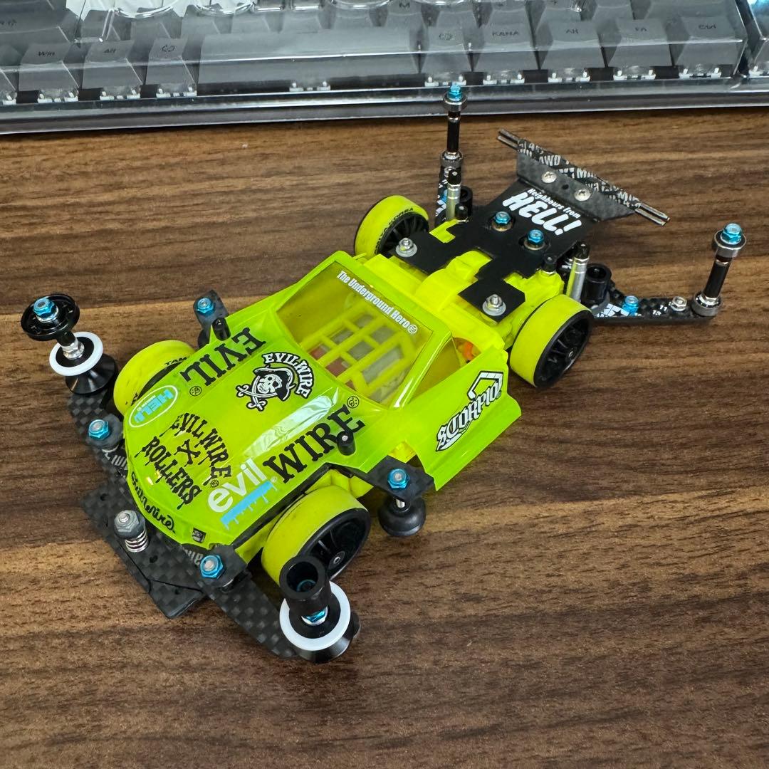 【HANA専用】ミニ四駆 MSフレキ 蛍光イエロー ラウディーブルカスタム完成品