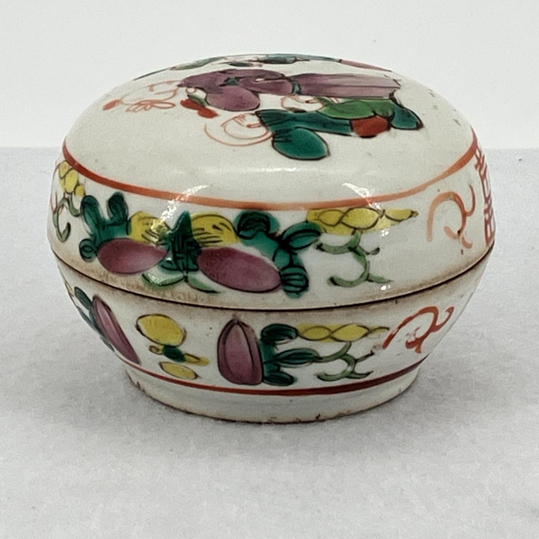 時代物　清朝　粉彩人物図　香合　香道具　茶道具　中国美術　骨董