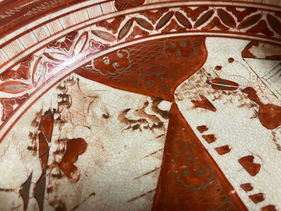 江戸後期 九谷 人物赤絵鉢 大中小