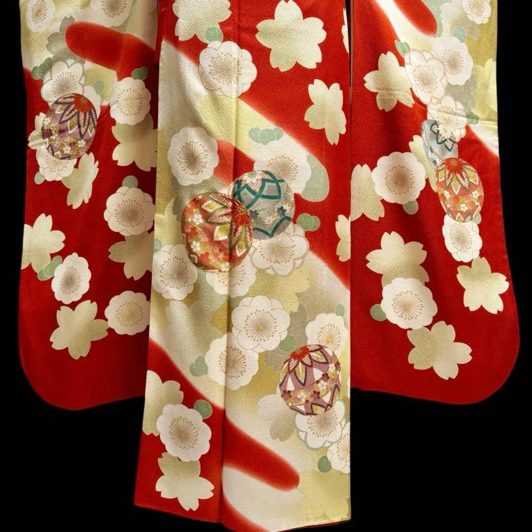 美品　振袖フルセット　トールサイズ　160〜170cm　梅・桜・毱・古典柄　裄長