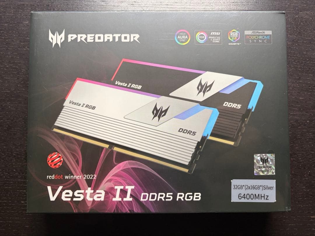 メモリー Acer Predator Vesta II DDR5 RGB 6400MHz