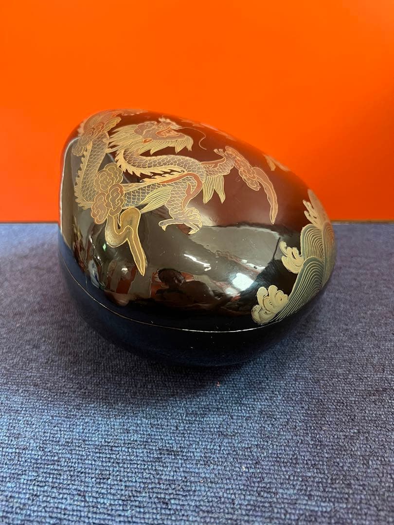 1439 蒔絵　雲龍図　貝型　蓋物　工芸品