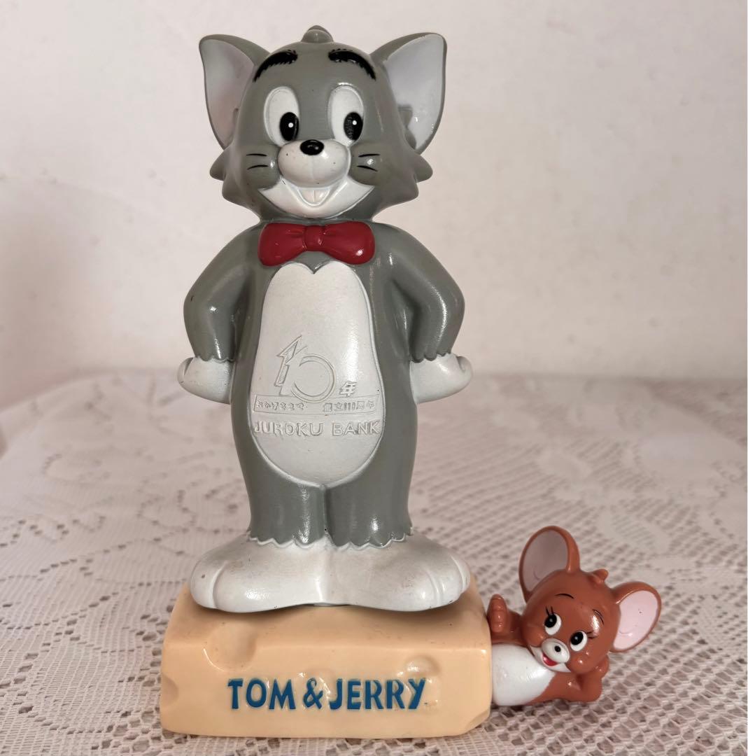 昭和レトロ 十六銀行Tom&Jerry創立110周年ソフビ貯金箱非売品フィギュア