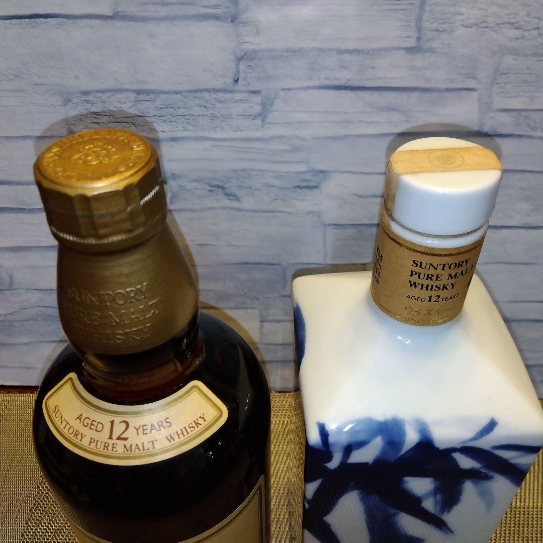 ★ サントリー ピュアモルト 山崎12年  / 未開栓＆空き陶器山崎竹林ボトル