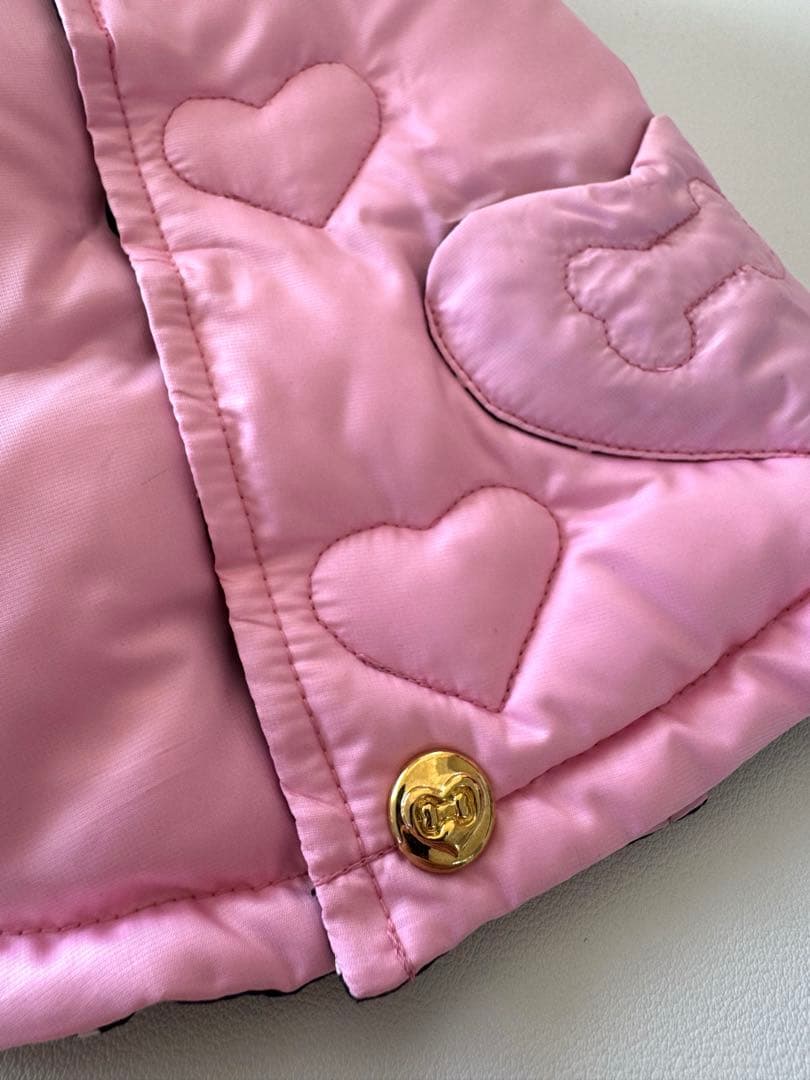 【未使用】フィフィ&ロメオ リバーシブルダウンコート ピンク×黒白水玉 S 軽量