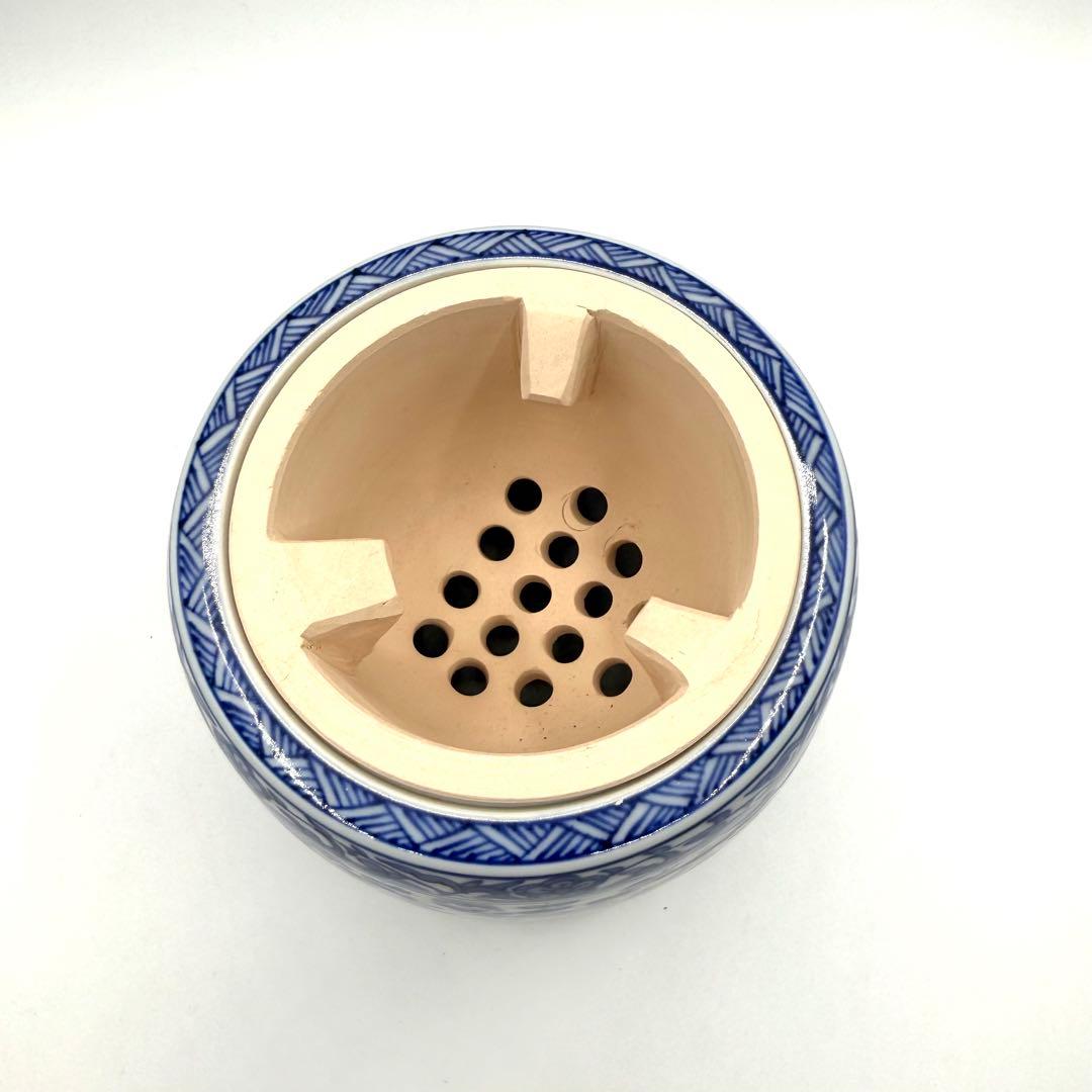 煎茶道具 涼炉 染付花鳥 高野昭阿弥作