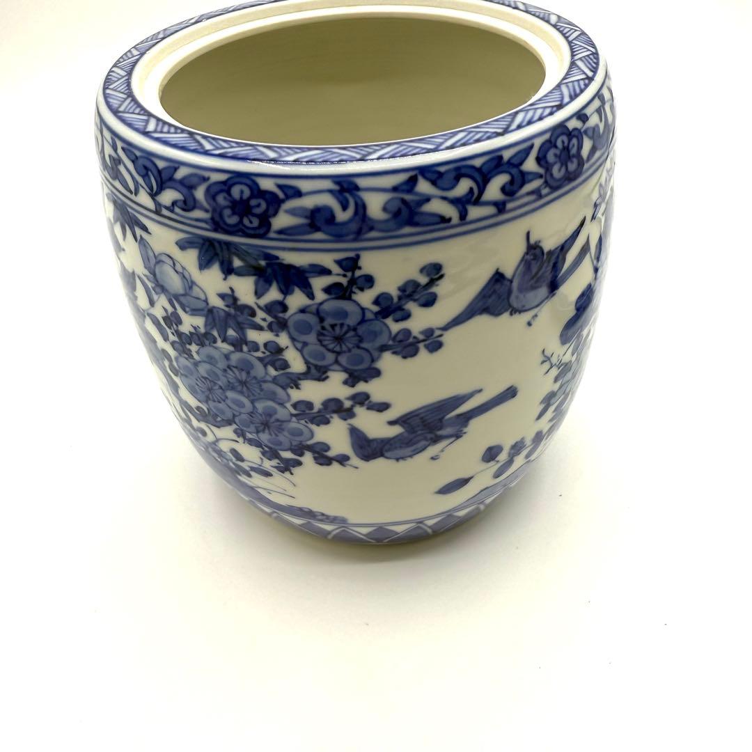 煎茶道具 涼炉 染付花鳥 高野昭阿弥作