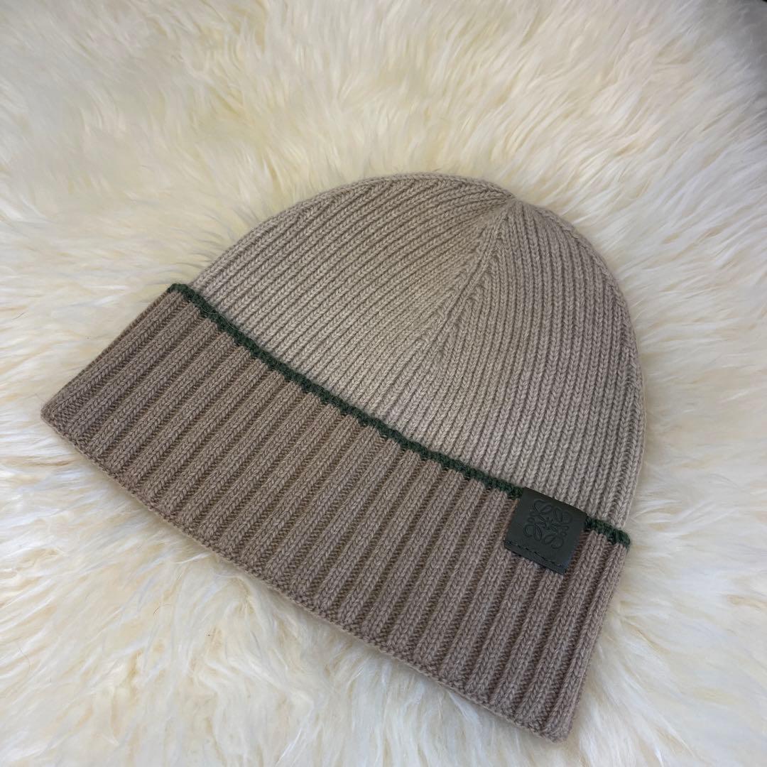 LOEWE ロエベ　ニット帽子　ベージュ　ウール100%