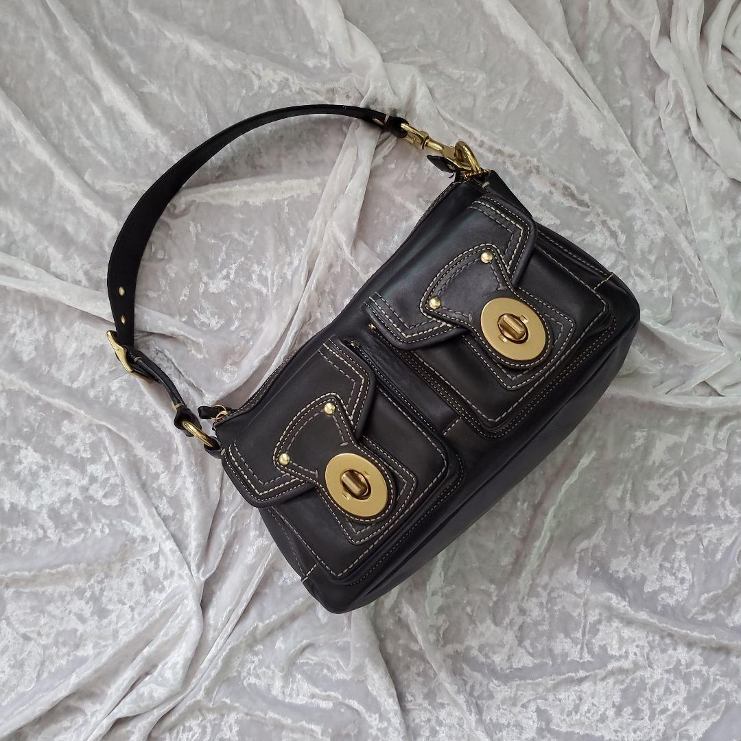 美品　COACH コーチ　ショルダーバッグ　トートバッグ　レザー　黒　レディース