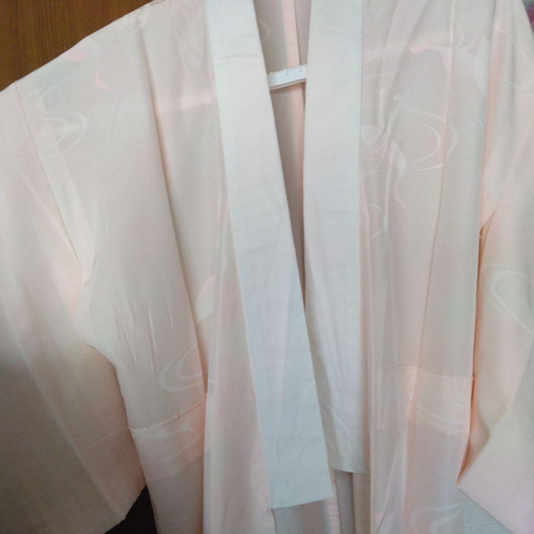 未使用品　訪問着 鳥と花模様白つばき グレーとホワイト、長襦袢付