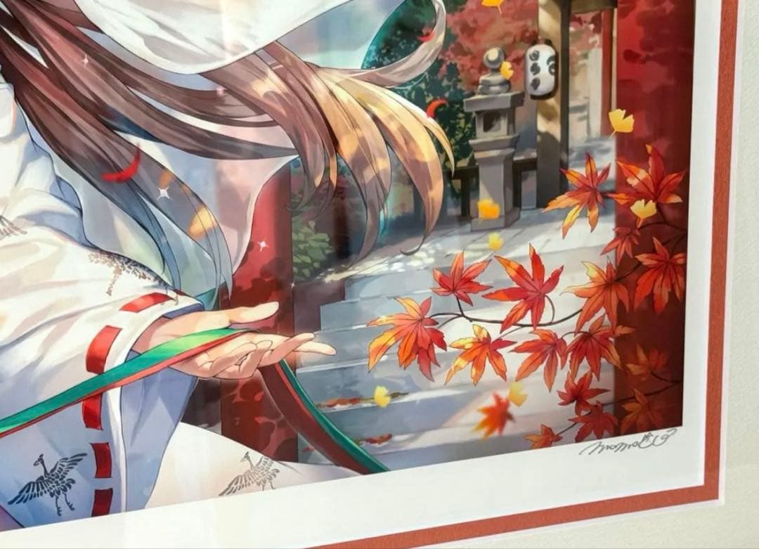 【新品未開封】ももこ先生 秋の巫女さん 版画