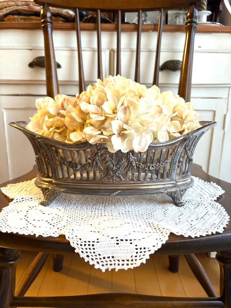 ♡ フランスアンティーク　ジャルディニエール　ローズガーランド　リボン　オルモル