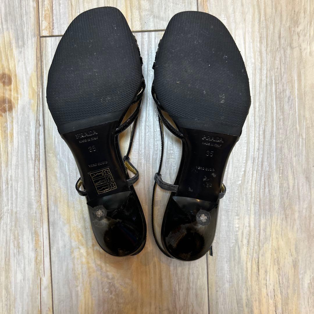 PRADA プラダ　ミュール　35 ブラック　エナメル