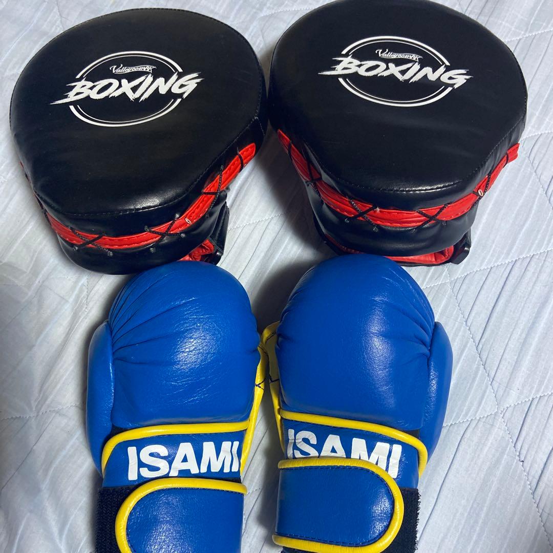 ISAMI パウンドグローブ 青/黄色 ミット