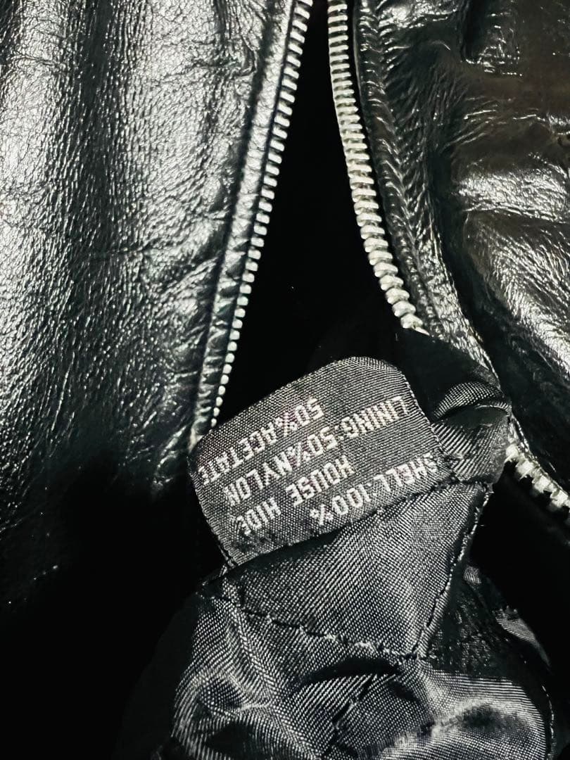 超光沢/豪華版 ライダース シングル アメリカ バイク 36 黒 USA製