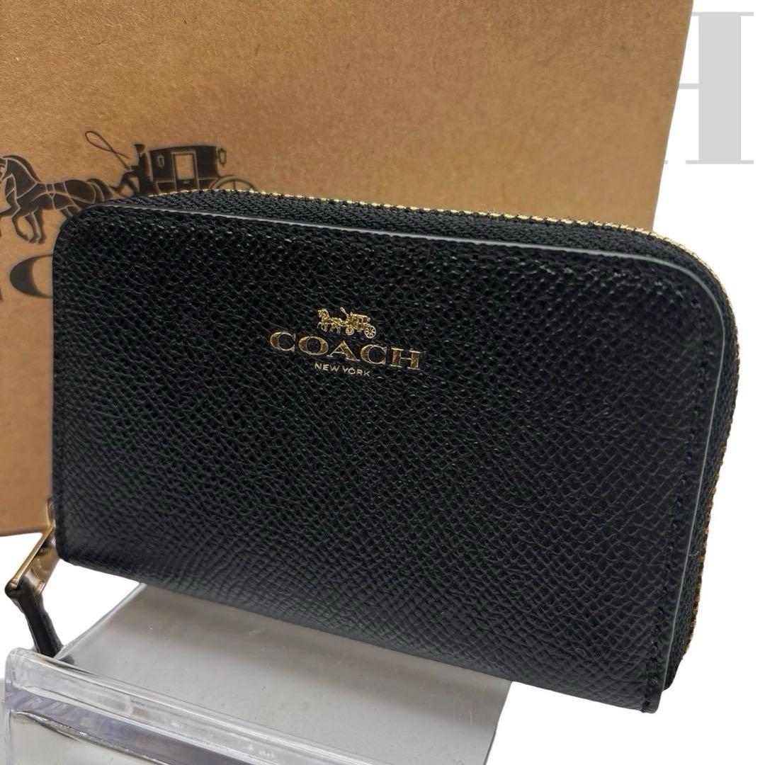 美品◎ コーチ ケース 小銭入れ ラウンドジップ YKK刻印 黒 レザー