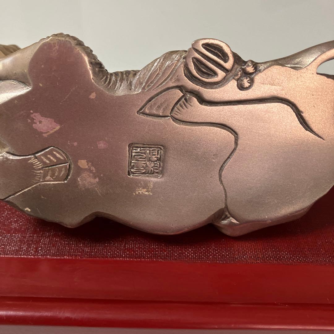 高村光雲 座牛 洋銀 置物 アンティーク