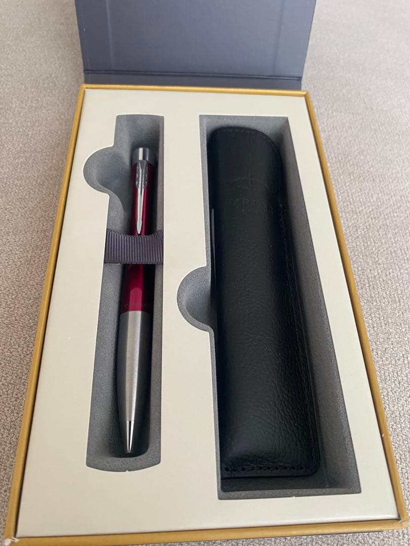 PARKER 赤 ボールペン 本体 レザーケース付き