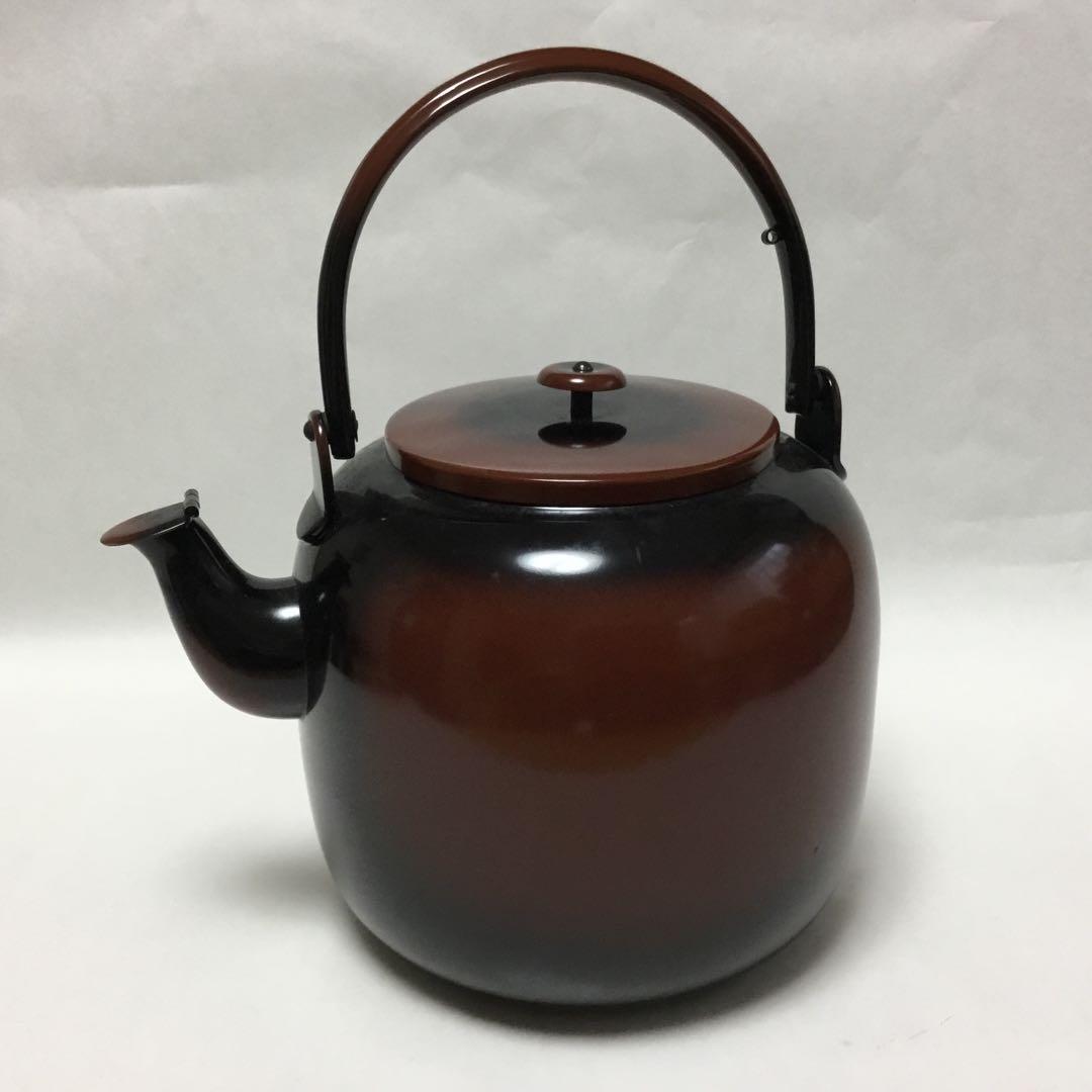 腰黒やかん 水注 口蓋付 未使用に近い 茶道具 古物品