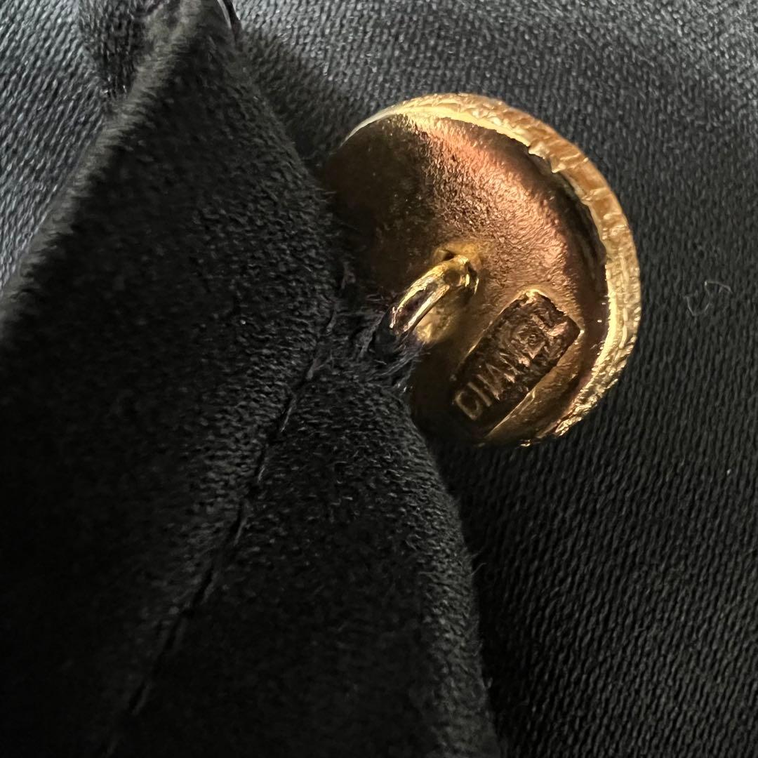 CHANEL サテン　プリーツスカート　金ボタン　ココマーク　ゴールドボタン