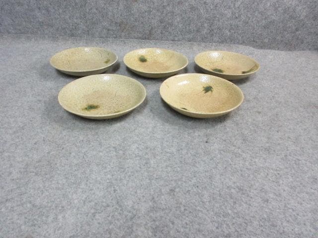 黄瀬戸絵変り小皿 5枚 [B24547]