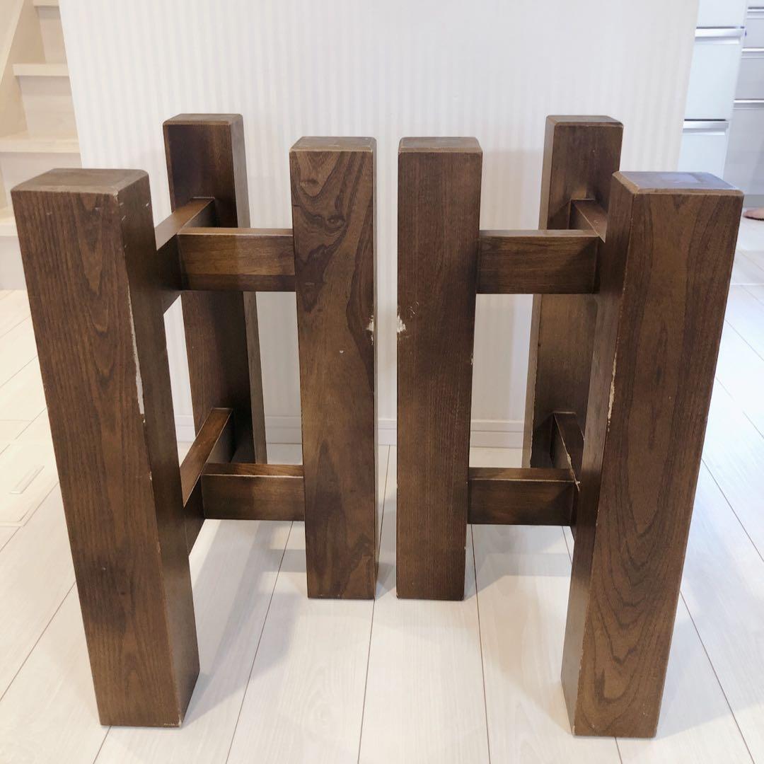 一枚板 ダイニングテーブル用 木製脚 ダークブラウン