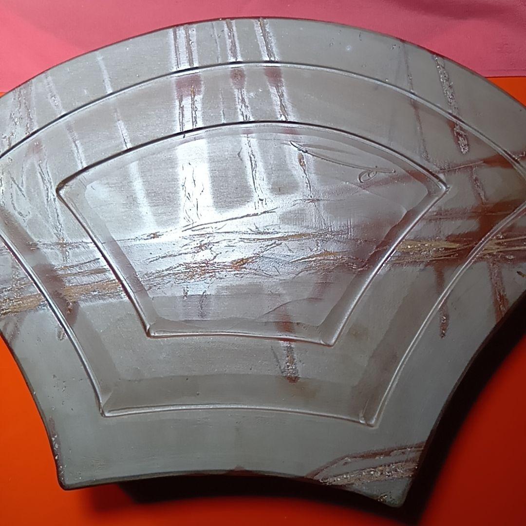 骨董品　備前焼　扇型器　飾り皿　お茶器　菓子皿、扇型皿　極美品