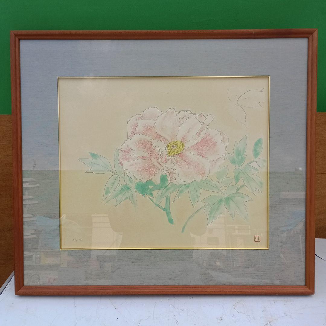 3657）奥村土牛　牡丹素描　リトグラフ