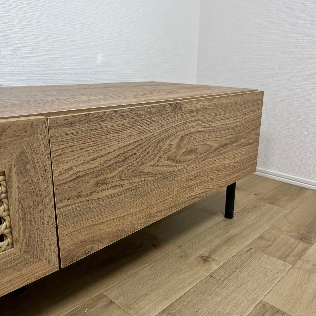 （送料込み）完成品、LOWYA ラタンテレビ台 ナチュラルブラック180