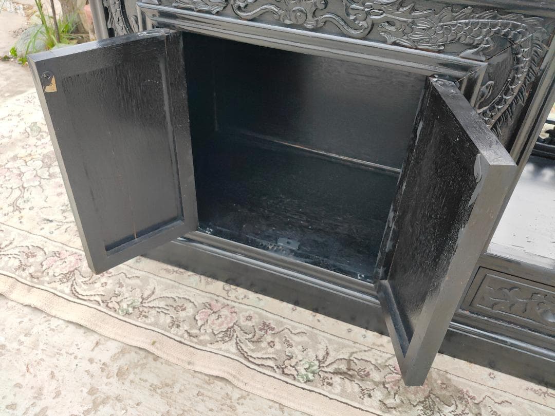 (送料設置込み) 高級茶棚☆飾り棚 ☆茶箪笥☆唐木☆収納棚☆透かし彫り☆無垢