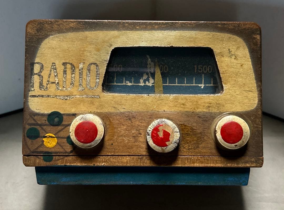 当時物 レトロ ビンテージ 真空管ラジオ型 木製貯金箱 希少