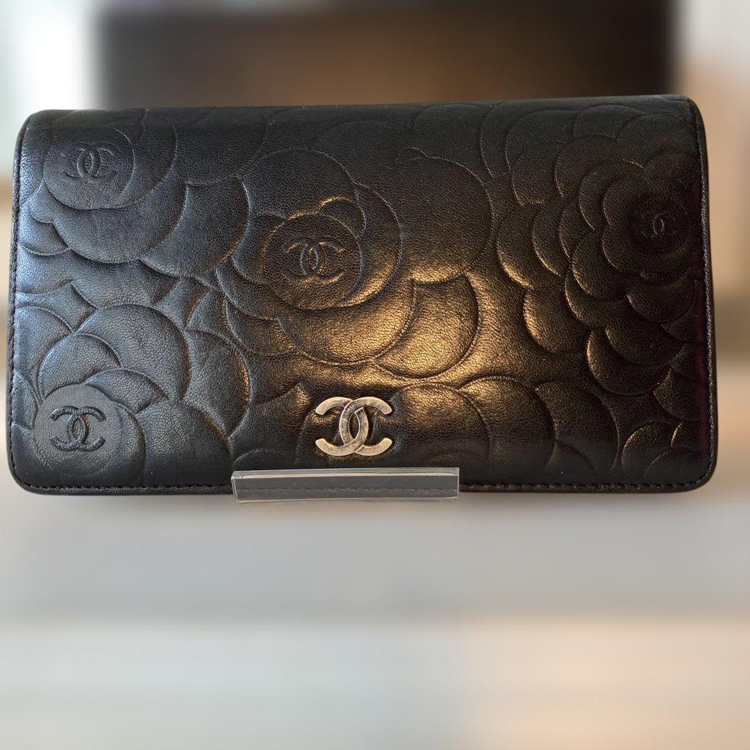 ［正規品］美品　CHANEL カメリア　長財布　　シリアルシール付き