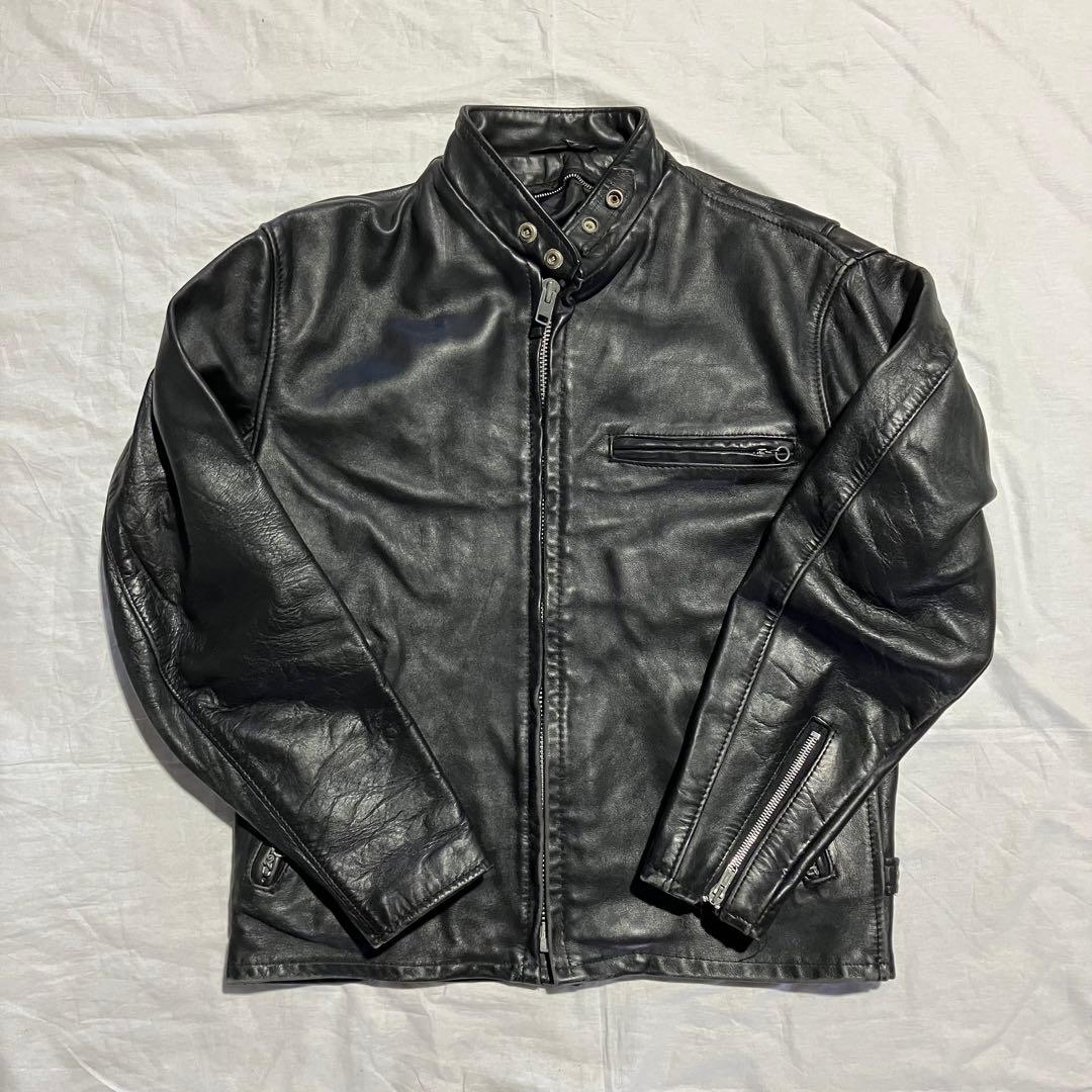 Schott スタンドカラー シングルライダースジャケット ブラック レザー