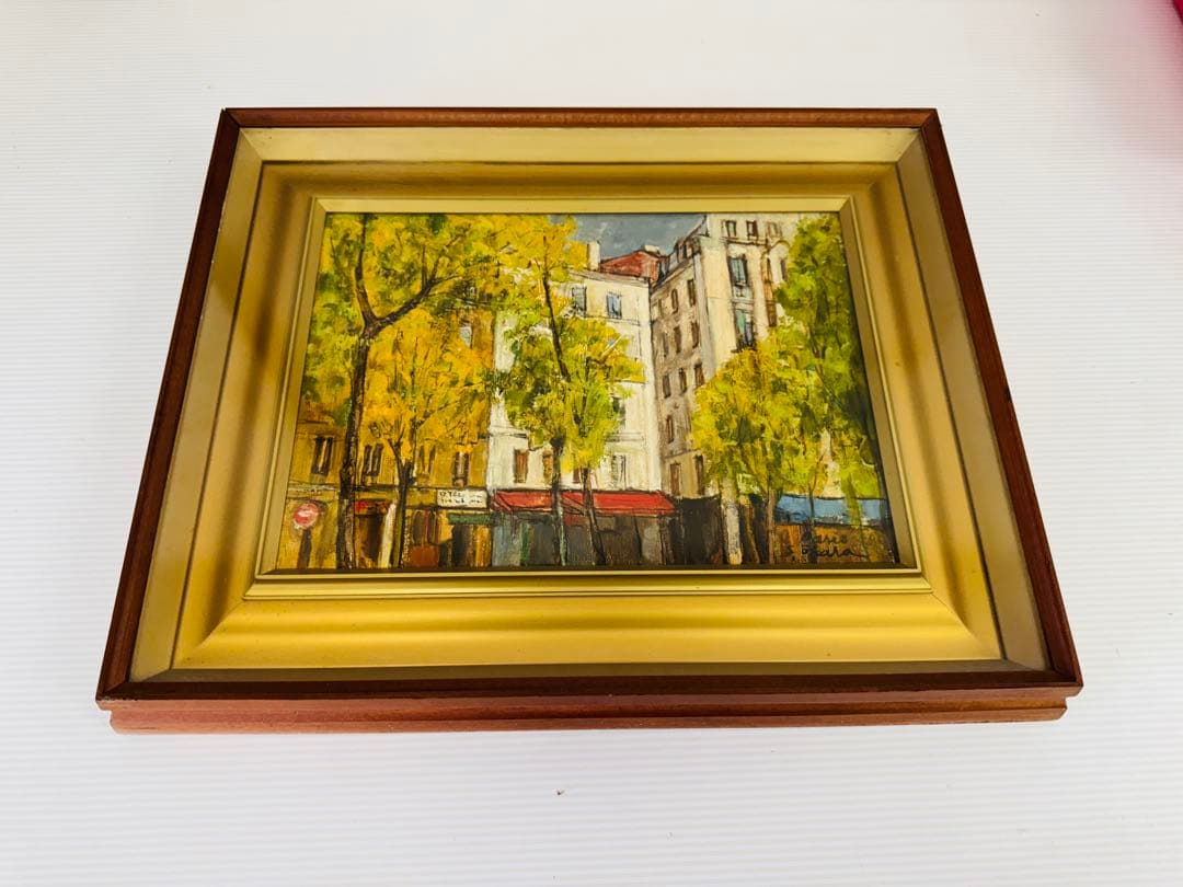 S.オカザ 風景画 油彩額縁