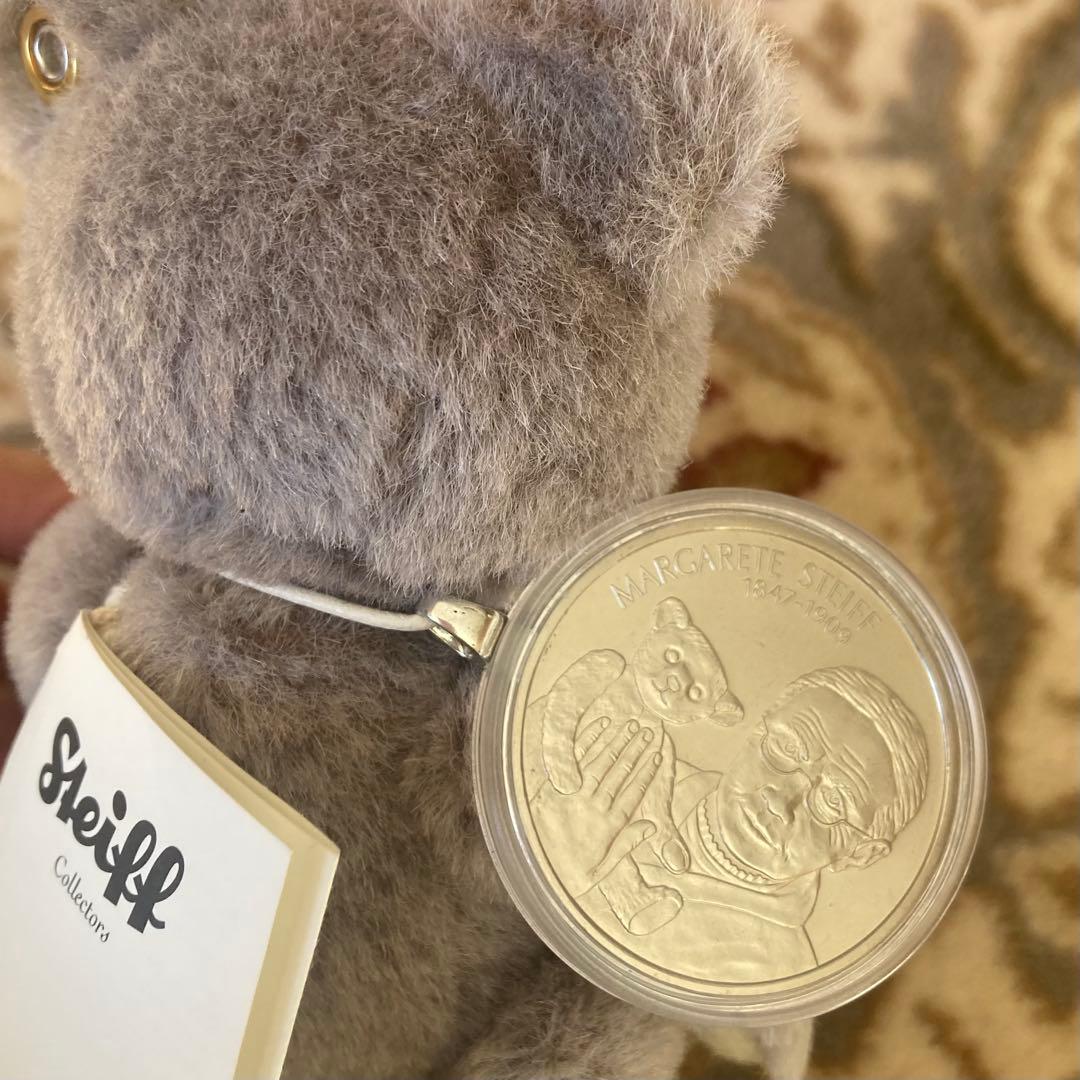 【極美品・限定品】シュタイフ テディベア メダイユ グレー 16cm 証明書付