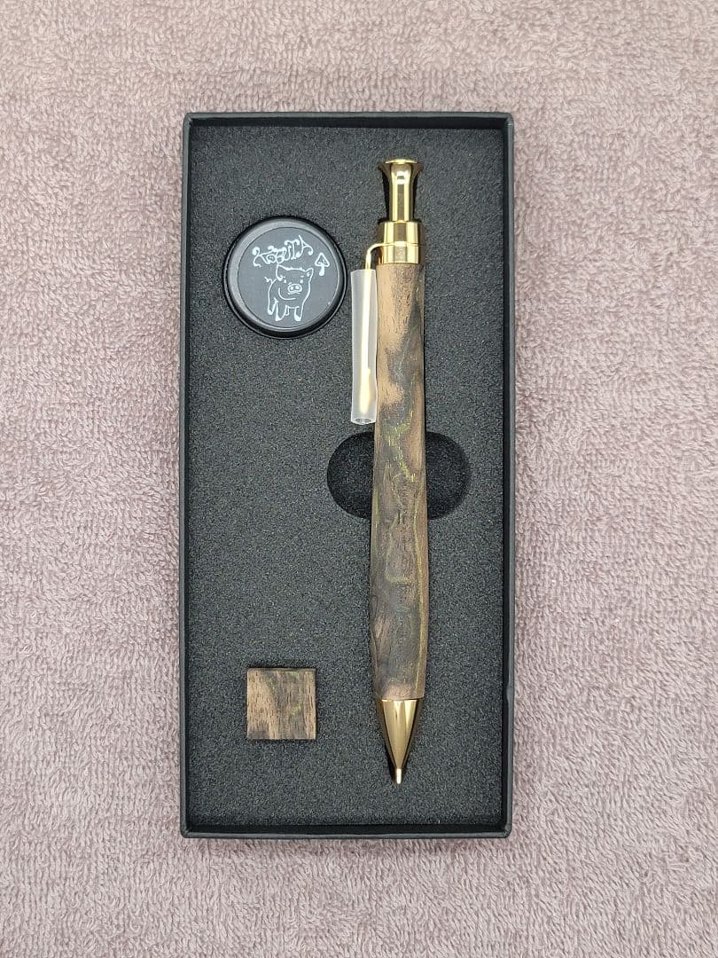 新品　こぶた工房　黒柿孔雀杢　極上　シャープペンシル0.5ミリ