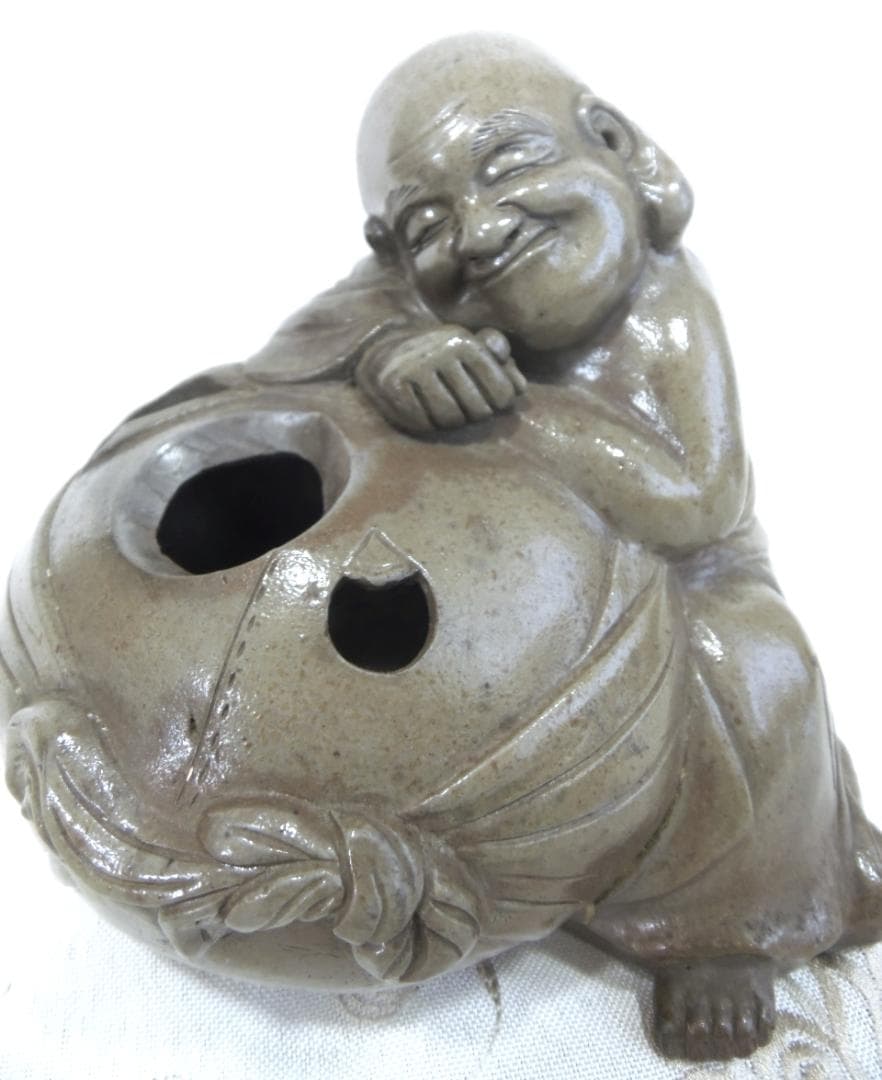 訳アリ特価！白備前 青備前 香炉 布袋 備前焼 置物 レア古備前・レア備前焼