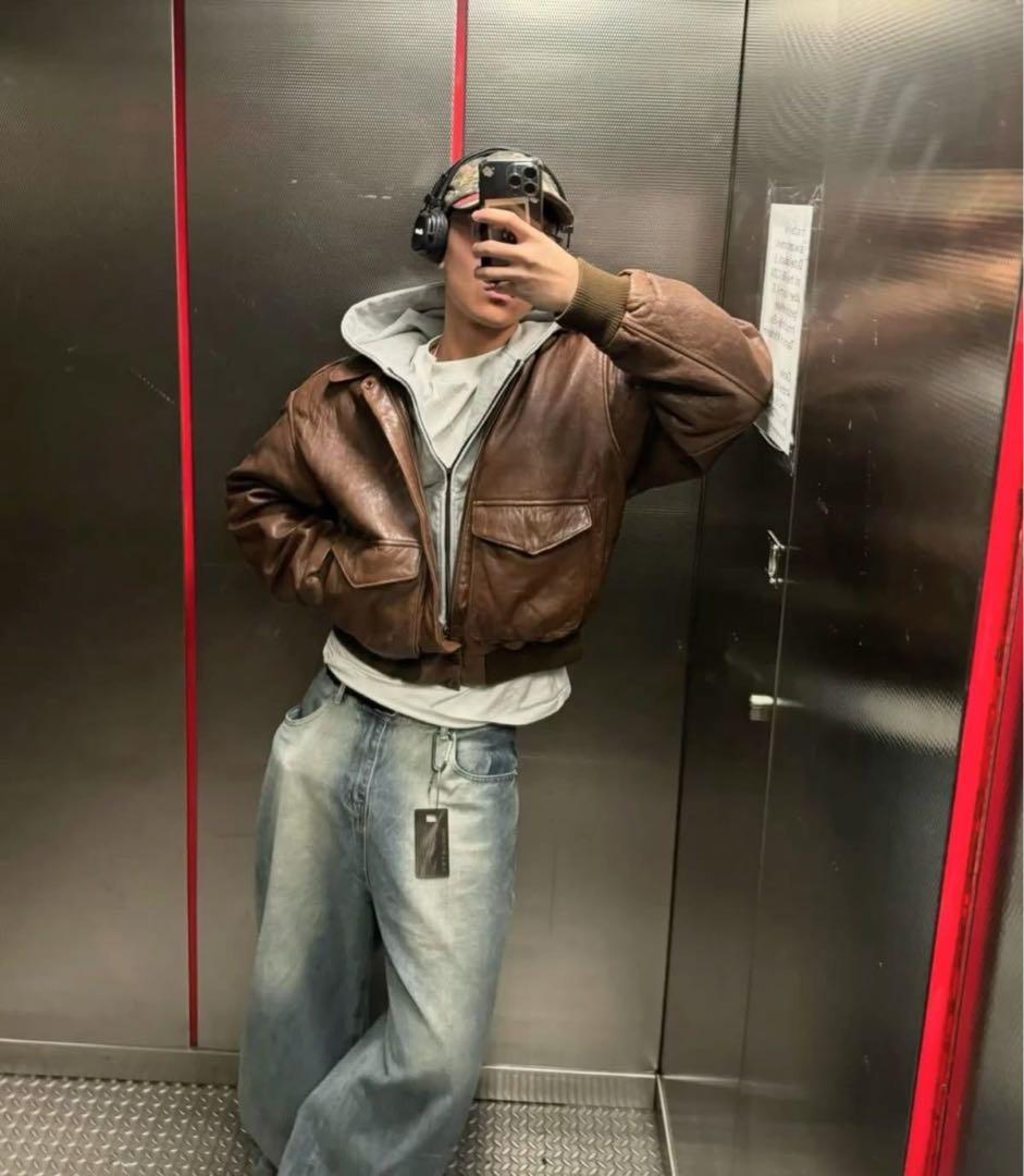 ジャケット・アウター vtg 80s A-2 real leather bomber jacket