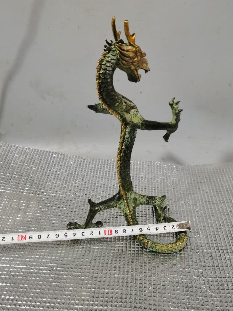 銅 細工 立龍 飛龍再天 干支龍 リビングルーム 装飾品 工芸品 置物