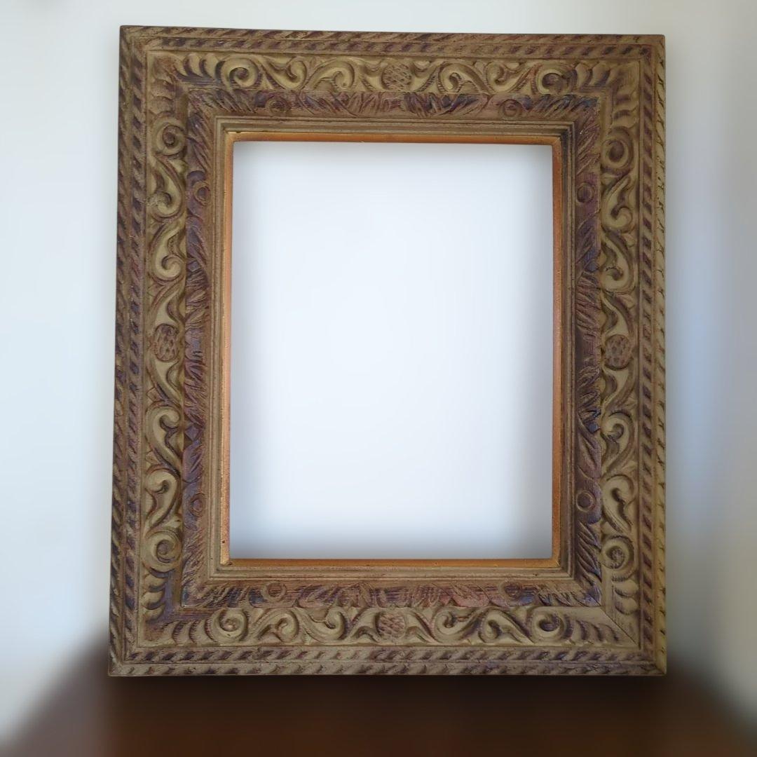 骨董　フレーム　木製　木彫　額縁のみ　ディスプレイ　アート
