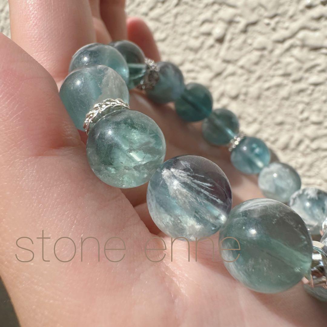 天然石　ハンドメイド　ブレスレット　エンジェルフェザーフローライト　天使の羽