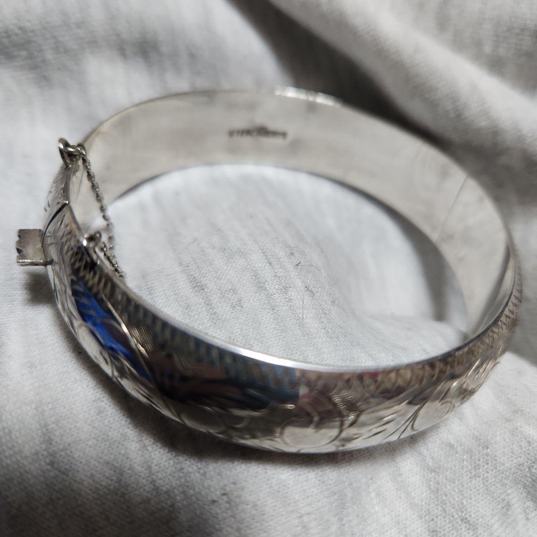 ヴィンテージ アンティーク 彫刻 Silverバングル ブレスレット