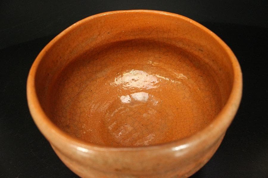 茶道具 小川長楽作 赤楽茶碗 在印 保証(LC721)