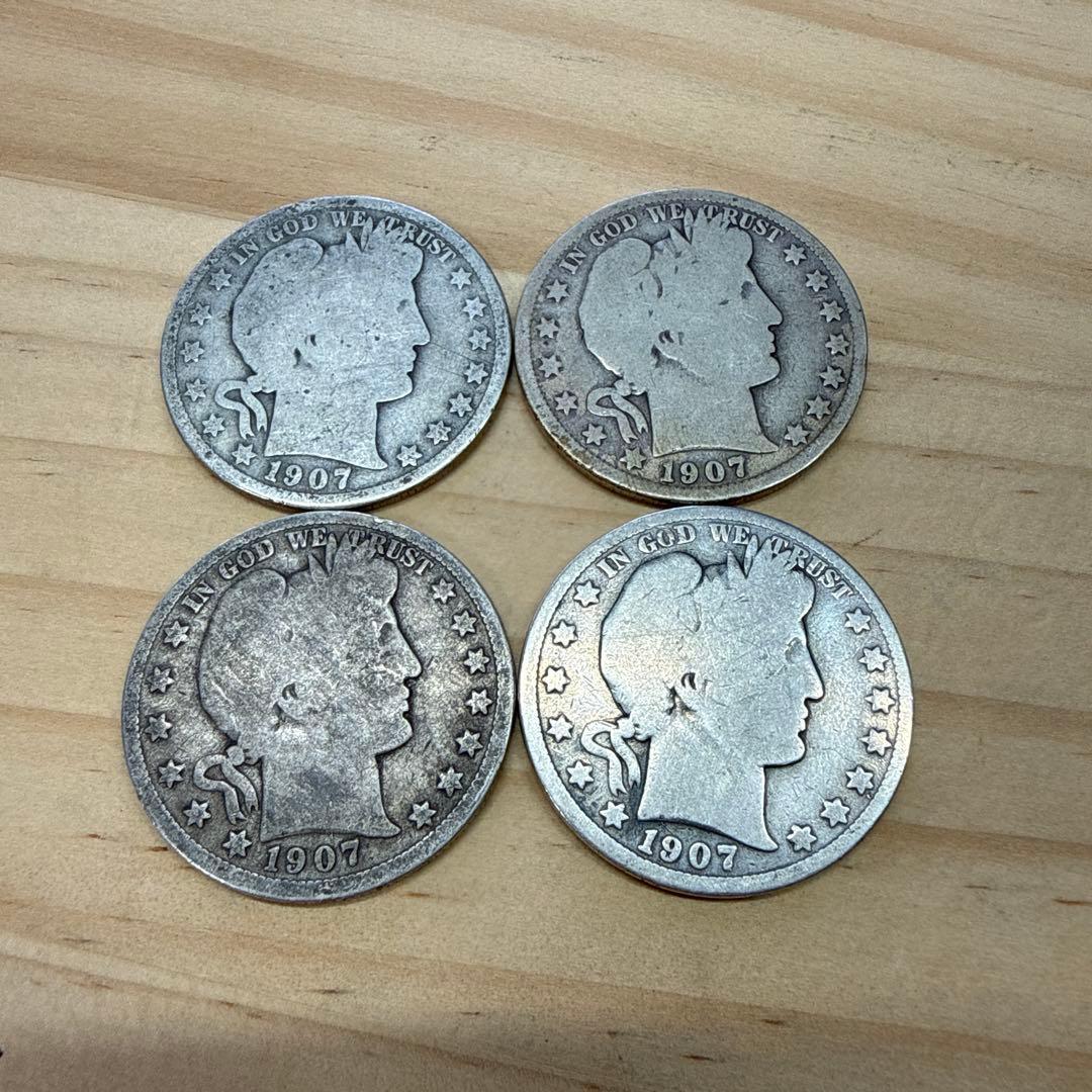 K*i様 1907年 アメリカ バーバー ハーフダラー 4枚セット