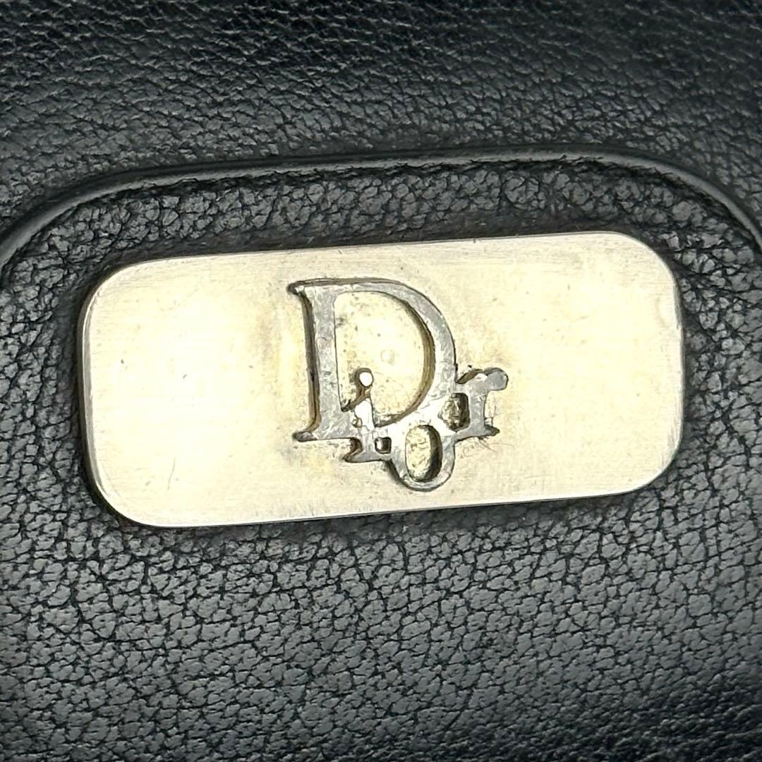 【美品】ディオール　ショルダーバッグ　トロッター　シルバー金具　レザー　ブラック