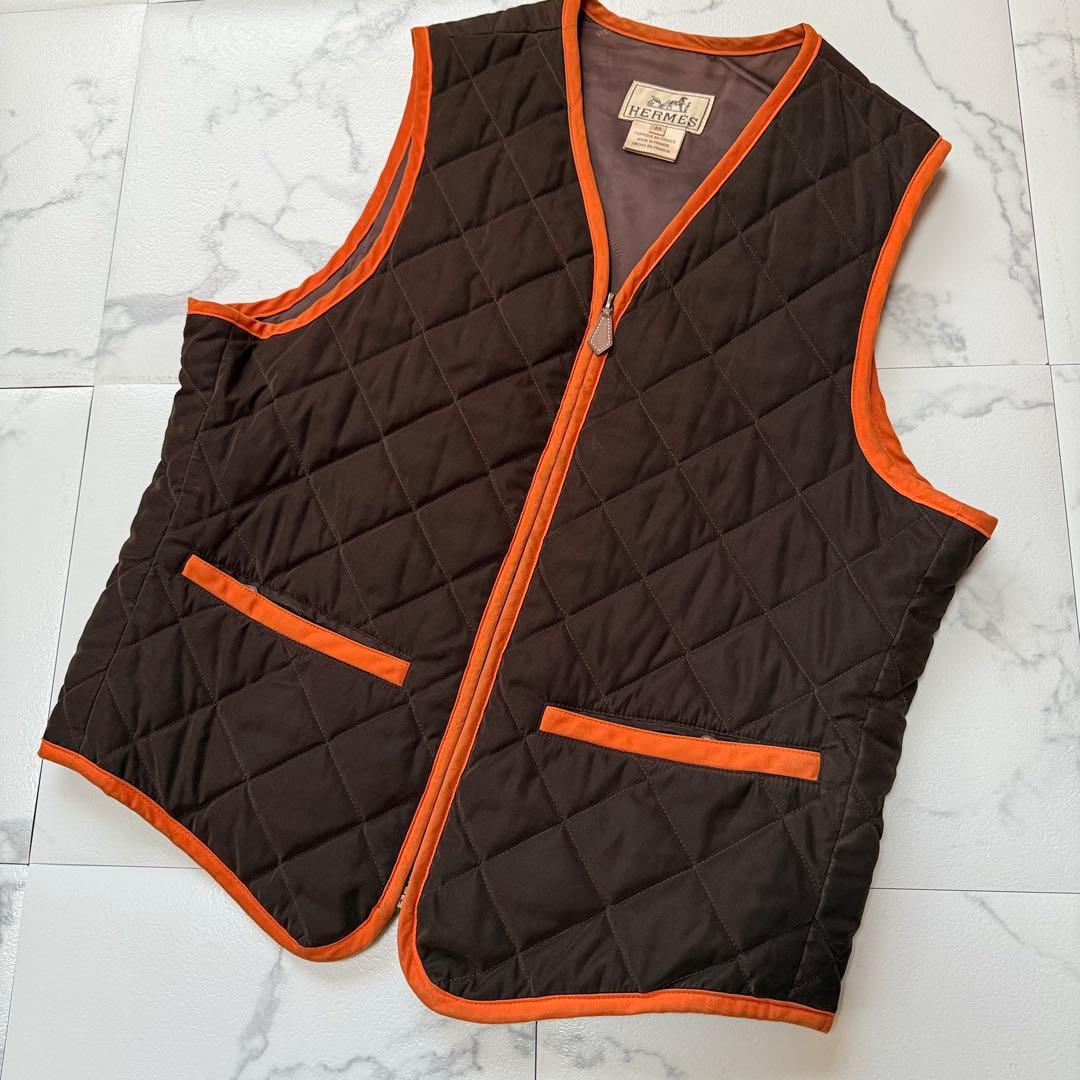 専用　HERMES ヴィンテージ キルティング ベスト ブラウン×オレンジ