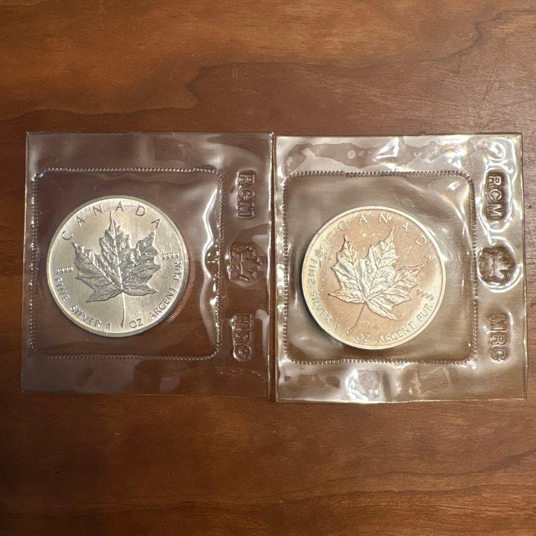 1989年　メイプルリーフ銀貨　1オンス　純銀　2枚セット